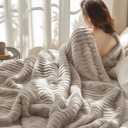 Bedsure Blankets Queen Size for Bed - GentleSoft Cozy Soft Blankets for Women, Cute Large Fleece Throws for Girls, Linen, 90x90 Inches