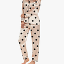 SWOMOG Womens Silk Satin Pajamas Set Long Sleeve Button Down Sleepwear 2 Piece Lounge Set Pj Set XS-3XL Size L