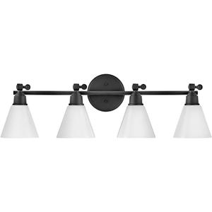 Hinkley Arti 51184BK Large Adustable Single Light Vanity - Adjustable Height, Cased Opal Shade - Black Hinkley Arti 51184BK Large Adustable Single Light Vanity - Adjustable Height, Cased Opal Shade - Black