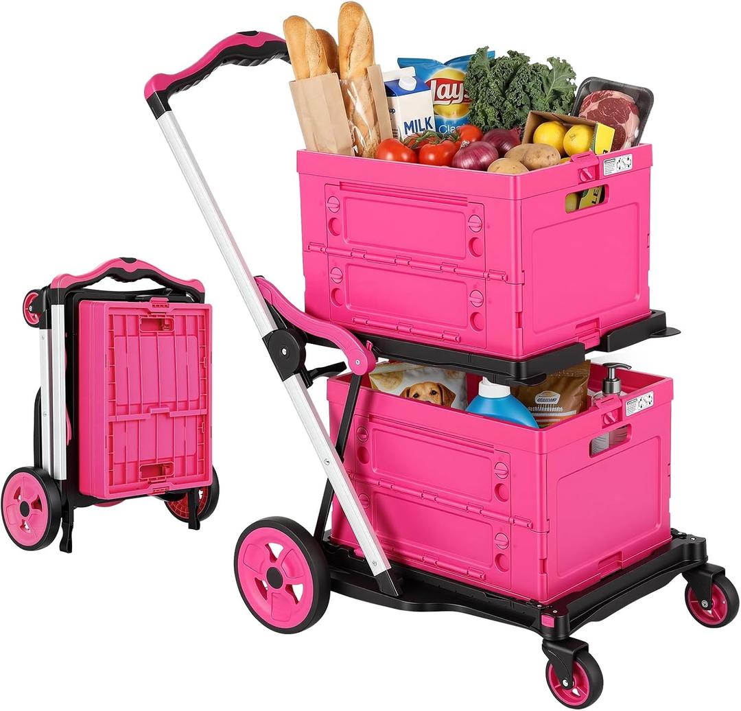 Olenyer Collapsible Shopping Cart with Wheels Platform Hand Truck