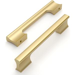 Amerdeco 10 Pack Brushed Gold Cabinet Pulls 5 Inch(128MM) Hole Centers Kitchen Cabinet Handles Hardware Kitchen Handles for Cabinets Cupboard Handles Drawer Pulls ZH0056