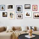 YESKAY 8x10 Picture Frame Set of 9, Display Pictures 5x7 with Mat or 8 x 10 Without Mat, Multi Photo Frames for Wall Mounting or Table Top Display, Blue