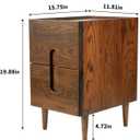 Narrow Nightstand, Mid Century Modern Nightstand, Solid Wood Bedside Table, Side Table witn Drawers (Walnut, 11.81inches)