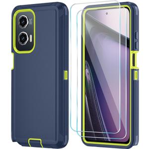 Qinmay Phone Case for Motorola Moto G Stylus 5G 2024 Case with HD Screen Protector, Heavy Duty Shockproof & Dropproof 3-Layer Cover Phone Case (DarkBlueGreen, for Moto G Stylus 2024)