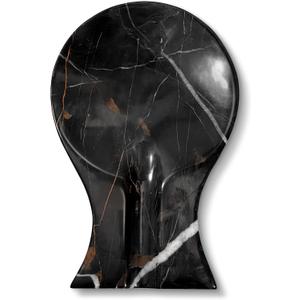 Luxury Handmade Multi Black Marble Spoon Rest for Kitchen Counter, Cooking Utensil Holder for Stove Top, Spatula, Tongs Keeper Countertop Spoon Holder