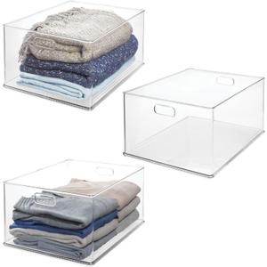 InterDesign iDesign Storage Bins with Handles - Organization for Kitchen, Bathroom, or Office, Set of 3, Clear