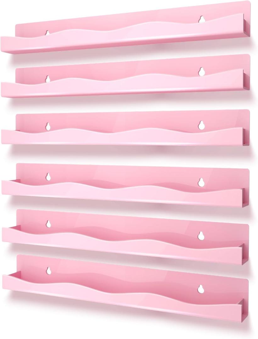 3 Pack Nail Polish Wall Mounted Shelf,15 Inch Nail Polish Floating Shelves for 66-90 Bottles Multi-Purpose,Ideal Gift, Great Display for Salons Retailers,Pink