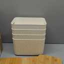 3 Packs Storage Bins with Bamboo Lids - Plastic Storage Containers with Lids Stackable Storage Box Storage Baskets for Organizing Desktop Closet Playroom Classroom Office,White