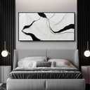 Framed Minimalist Wall Art 24"x48" Black and White Abstract Print Poster Line Canvas Modern Artwork for Living Room Bedroom Office Decor