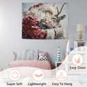 NATSUNO Christmas Santa Reindeer Tapestry, Christmas Wall Tapestry for Bedroom, Vintage Winter Xmas Santa Reindeer Tapestries Wall Hanging for Home Bedroom Living Room Decor, 50x60 Inches