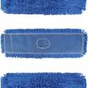 18 Inch Dust Mop Head: Replacement Medium Washable Commercial Mop Head Sweeper and Janitorial Replacement Blue