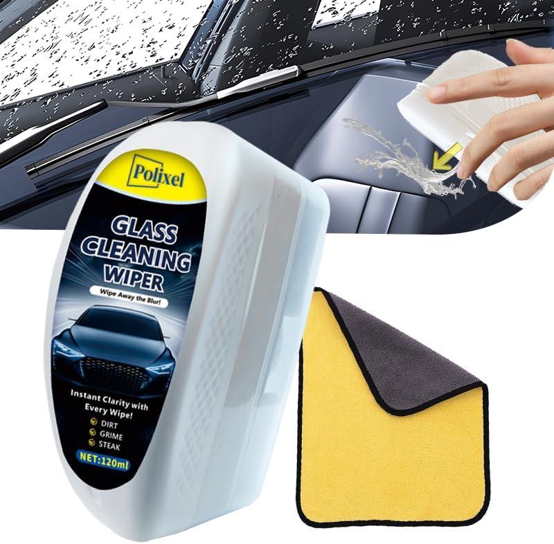 Windshield Stain Remover with 4oz Glass Cleaning Fluid, Portable Glass Cleaner Oil Film & Water Stain Remover for Windscreen, Shower Door & Mirror and Any Glass Surface  4oz/120ml