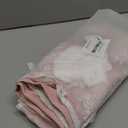 Yinhua Pink Kitchen Curtains 36 Inch Length Double Layer Blackout Cafe Curtains with Floral Sheer Overlay Rod Pocket Short Curtain for Windows, Small Window Curtain for Bathroom, Living Room, 2 Panels