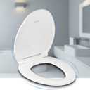 Toilet Seat Elongated with Cover Soft Close, Easy to Install, Plastic, White, Suitable to Elongated or Oval Toilets