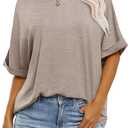 Zeagoo Women Oversized T-Shirt Summer Casual Short Sleeve Loose Tee Tops Basic Tee Shirts Brown (L)