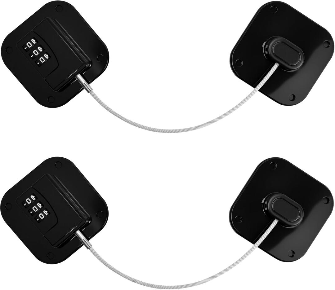 Combination Fridge Lock 2 Pack  Resettable Code Refrigerator Child Safety Lock for Kids Adults, Fits French Door Freezer Cabinet Pantry, No Drilling
