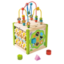 Wooden Activity Play Cube 6 in-1 for Baby with Removable Bead Maze, Shape Sorter, Abacus Counting Beads & Numbers, Sliding Shapes, 8Pcs Stacking Cups  Play22