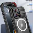 Lanhiem Magnetic for iPhone 16 Pro Max Case, IP68 Waterproof Dustproof Case, [Compatible with Magsafe] [Built-in Screen Protector] Full Body Heavy Duty Rugged Phone Cover 6.9 inch, Black/Clear