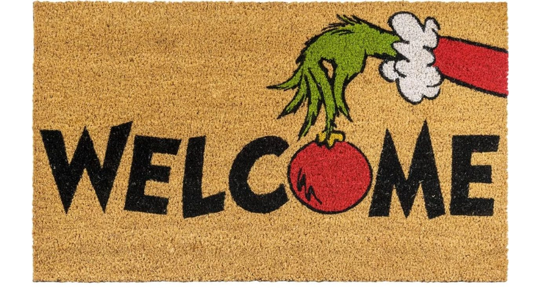 Gertmenian The Grinch Coir Doormat - 2x3 Welcome Mat (2-Pack), Ideal for High Traffic Areas in Front Door, Garage, Entryway - The Grinch Welcome/Merry Grinchmas, 19594