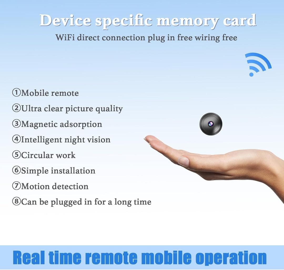 Only 0.9 inch! Hidden Camera with Audio/Video. Mini Small Camera. Spy Hidden Cameras for Home Indoor Use Cam with Night Vision and Motion Detection Baby Monitor Small Mini Wireless Outdoor