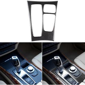 NVCNX Real Carbon Fiber Compatible with BMW X5 E70 2007-2009 / X6 E71 2008-2009 Accessories Car Center Console Gear Shift Panel Cover Interior Trim Sticker Decal Protector Decoration 1PC
