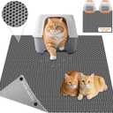 XL Extra Large Cat Litter Box Trapping Mat with Honeycomb Catcher for Indoor Kitty 36x30 Inch, Waterproof and Washable Easy Clean, Anti Tracking from Paws Mess Free, Heavy-duty Non slip (1 Count (Pack of 1), Gray)