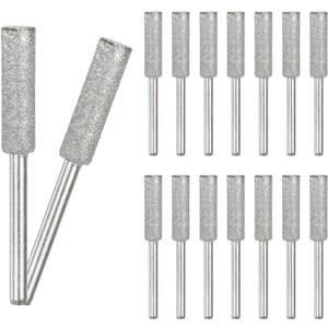 16-Pack 7/32 Inch Titanium Plated Diamond Chainsaw Sharpener, High Hardness Grinding Stone Chainsaw Sharpening Kit for Electric Chainsaw Sharpener/Stone Carvings [3mm Silver]