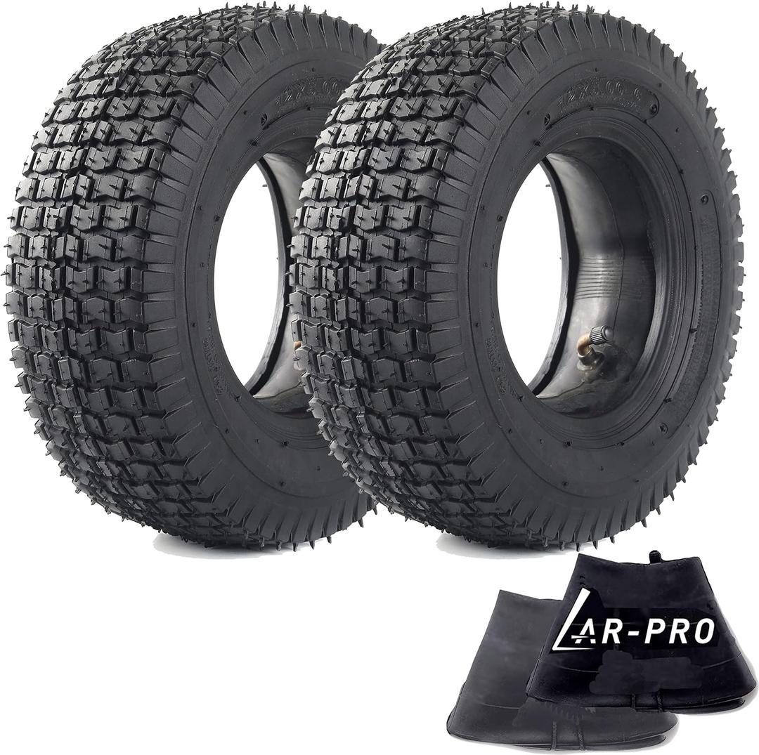 AR-PRO Exact Replacement 12x5.00-6" Tires and Inner Tubes for Razor Dirt Quad Versions 19+, Go-Karts, Lawn Mowers, Wheelbarrow, and More - Quality Inner Tubes with Bent Valve Stems (Set of 2)