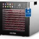 OSTBA Food Dehydrator, 12 Stainless Steel Trays, 95165 Adjustable Temp, 48h Digital Timer, 850W Food Dryer, Front Control Panel with 10 Presets for Fruit, Vegetable, Jerky, Herb, Commercial Use