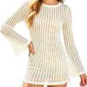 Cover Up Crochet Hollow Out Girls Cover Ups for Swimwear Kids Pool Beach Coverup Dress, Large