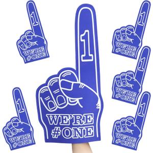 Giant Foam Finger 6 Pack We're Number 1 Foam Hand 18 Inch Football Baseball Fan Cheerleading for Sports Celebration Pom Poms Noise Maker for Sporting Events Games (Navy Blue)
