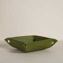 OLETHA Small Foldable Valet Tray - Aesthetic Desk Organizer for Home, Office & Travel - Portable Catch All Bowl for Keys, Jewelry & Essentials - Green