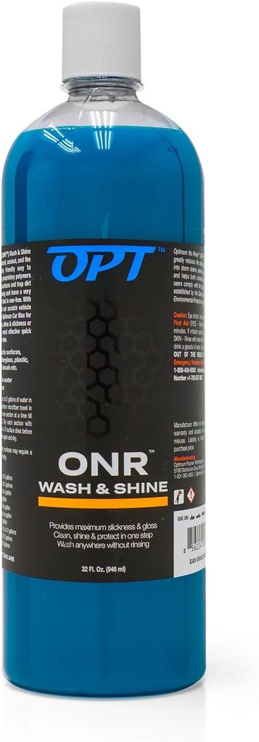 Optimum No Rinse Wash and Shine Version 5 - ONR Rinseless Car Wash Soap for Auto Detailing, Use On Paint, Ceramic Coatings, Glass, Interior (32 Oz)