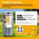 24inch x 50ft Hardware Cloth 1/2 inch Chicken Wire Fencing 19Ga, Hot Dipped Galvanized After Welding Garden Plant Supports Welded Metal Chicken Wire Fence, Poultry Animal Netting Cage Screen