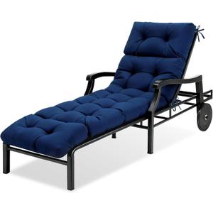 MTMR Chaise Lounge Chair Cushion Outdoor, Waterproof Seat Cushions for Patio Furniture, Non-Slip Outdoor Replacement Pad for Lawn Pool Wicker Couch Loveseat, Thick Long Lounge Cushion, Navy Blue