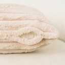 NiNi ALL Faux Fur Plush Throw Pillow Covers Beige 24x24 Inch Set of 2 Decorative Soft Plush Striped Couch Pillow Cover for Sofa Cushion Cases for Couch Bed Home Decor