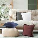 4 Pcs Linen Pillow Covers 18'' x 18'' Cotton Linen Decorative Throw Pillow Cases with Fringed Edges, Soft Washed Cushion Shams Zipper Closure Rustic Home(Minimalist Colors)