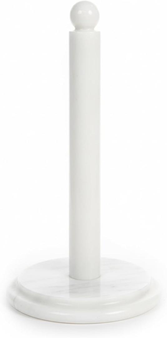 Marble Paper Towel Holder 12" Inches for Kitchen Towels Rack Handmade Paper Roll Holder with Stand Wrapping Paper Towels Holder - Hand Towel Rack Holder, White