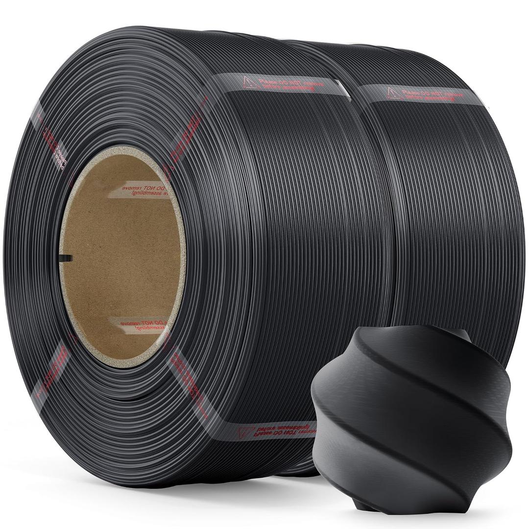PLA Filament 1.75mm PLA 3D Printer Filament(Refill),2kg Refill for Reusable Spools(4.4lbs),Premium Quality 3D Printing Filament for Bambu lab 3D Printers,Black+Black