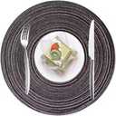 Round Placemats Set of 6 Round Braided Place mats 15 Inches Table Mats for Dining Tables Washable Heat Resistant Place mats for Party, Tabletop Accessories (Grey,6)