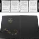 Sheet Music Folder, 4 Pages Expand Music Binder Black Choir Folder for Musician and Stage Performance, Hold 52 Pages A4 Size Sheets