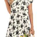 HOTGIFT Womens Swimsuit Summer Crewneck Loose Swimwear Casual Coverups Dress Black Rose Medium (White)