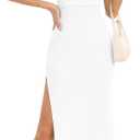 JLCNCUE Women's Tube Strapless Maxi Dress Side Slit Bodycon Dresses Sleeveless Off Shoulder Backless Cocktail Dress 295 (White, S)