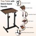 Adjustable Tray Table with 360 Swivel, Stand Assist Handle TV Tray for Recliner, Couch, Sofa, Bedside or Chair Living Aid Table for Elderly, Recovery & Limited Mobility