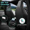 Seat Covers for Tesla Cybertruck 2025 2024, PU Leather Full Set with Armrest Cover - Front Rear Seat Covers Full Edge Protection, Black