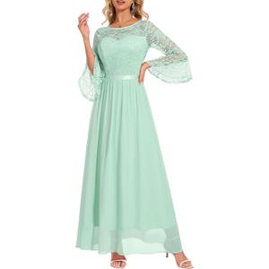 Wedtrend Women's Formal Dresses 2025 Wedding Guest Dress Bell Sleeve Bridesmaid Dresses Maxi Evening Dress XS
