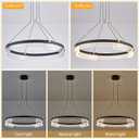 Benkut Modern LED Pendant Light Dimmable Black LED Chandelier for Dining Room Pendant Light Fixture Over Table Modern Chandelier Kitchen Island Living Room Entryway, 24 inch 3000K-6500K, 1 Ring Circular D24in