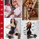 Buauty Black Thigh High Stockings for Women  Lace Top Sexy Thigh Highs Pantyhose, Plus Size Sheer Black Tights (Black)