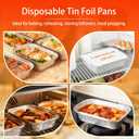 Aluminum Foil Pans with Lids - 2.25 LB Food Containers Disposable Tin Foil Meal Prep Containers with Lids, 50 Pans and 50 Cardboard Covers for Baking, Freezer & Food Storage, 8.5" X 6" (50 Pack)
