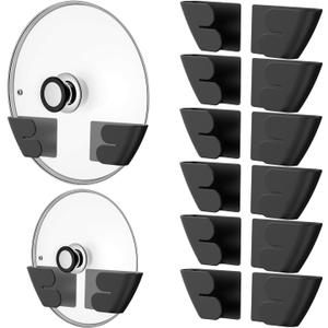 Universal Adjustable Pot Lid Organizer for Cabinet - Upgraded Patented Set of 8 Pan Lids Organizers Inside Cabinet Door Wall Mount Pots Top Holder for Kitchen Cupboard, Fits 6" to 14" (Black) Universal Adjustable Pot Lid Organizer for Cabinet - Upgraded Patented Set of 8 Pan Lids Organizers Inside Cabinet Door Wall Mount Pots Top Holder for Kitchen Cupboard, Fits 6" to 14" (Black)
